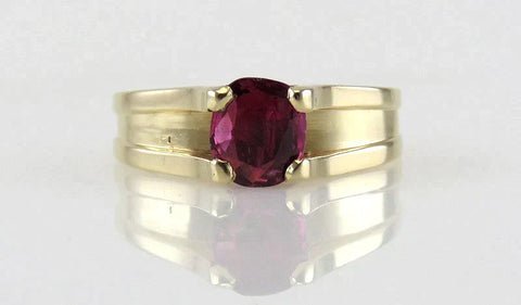 Lovely Natural Faceted Ruby Gemstone & 14K Yellow Gold Ring