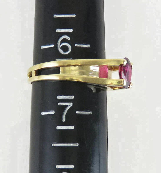 Lovely Natural Faceted Ruby Gemstone & 14K Yellow Gold Ring