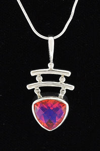 Brilliant Sterling Silver Chain and Pendant Genuine Coated Quartz Pink Orange