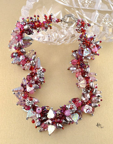 Shimmering High-Quality Pink Bead and Gray Pearl Necklace