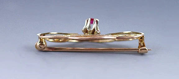 c1915 Vintage 10k Yellow White Gold Openwork Filigree Bar Pin