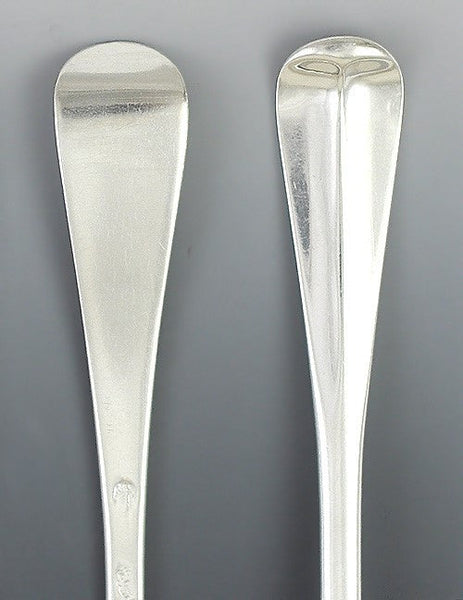 4 Antique 1735 Irish Sterling Silver Hanoverian Serving Soup Spoons 8 1/8"