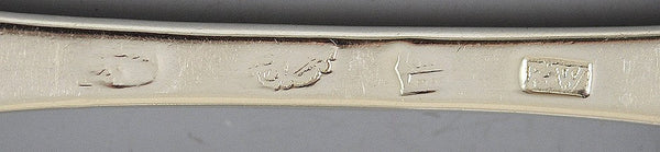 4 Antique 1735 Irish Sterling Silver Hanoverian Serving Soup Spoons 8 1/8"