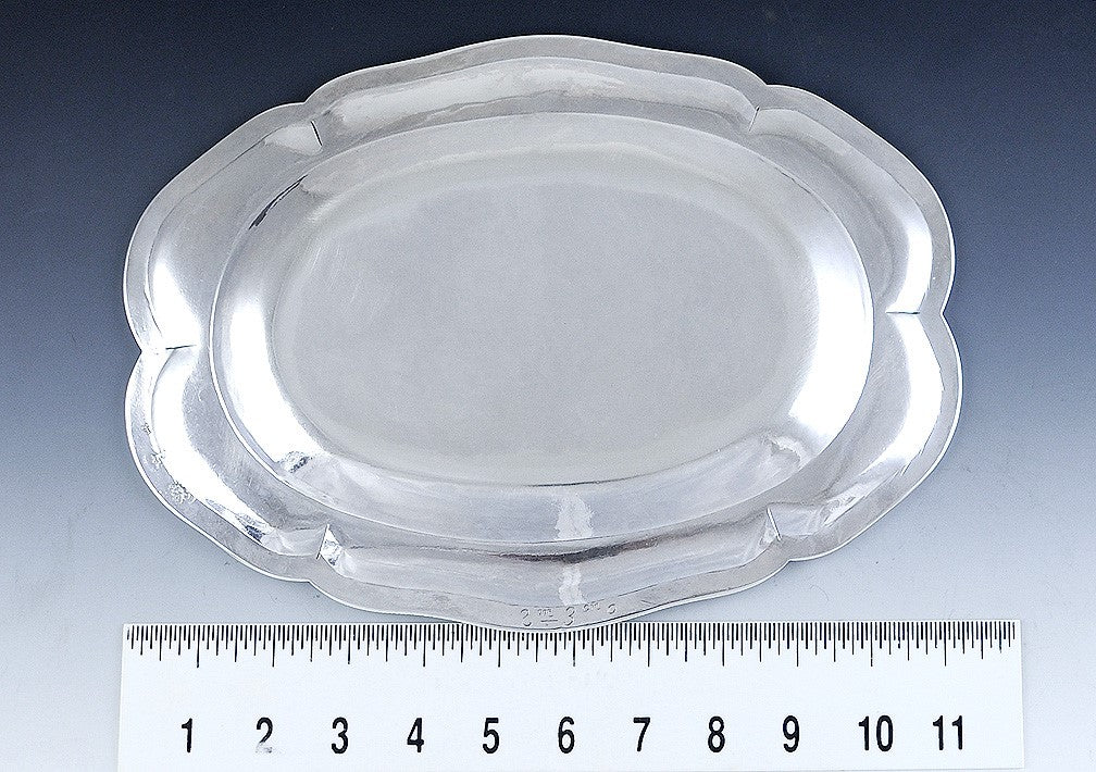 Antique 1743 French Silver Threaded Serving Tray/Platter 8.25" X 11 1/2"