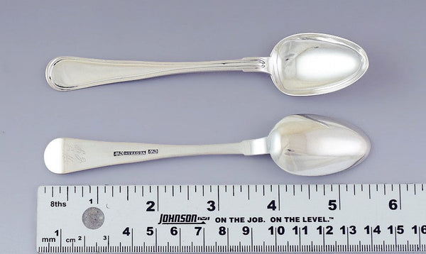 c1800-1850 Nice Set 6 European? Silver Thread Pattern Teaspoons