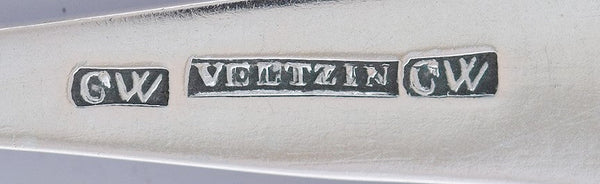 c1800-1850 Nice Set 6 European? Silver Thread Pattern Teaspoons
