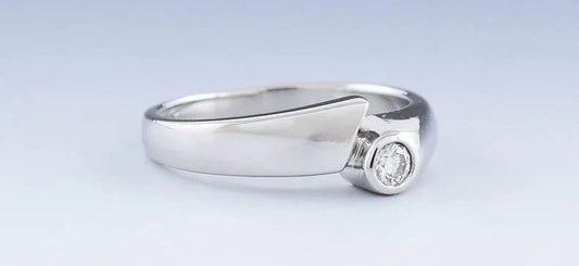 Sleek Modern Platinum & Diamond Bypass Ring