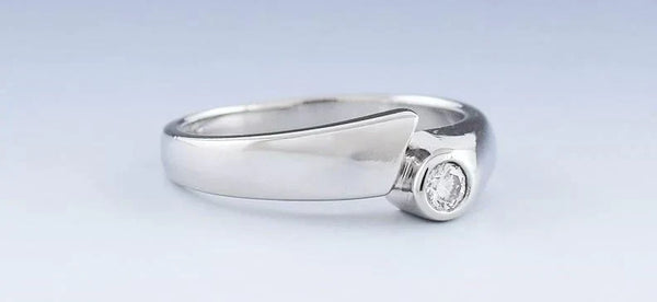 Sleek Modern Platinum & Diamond Bypass Ring