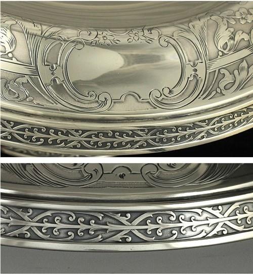 Fabulous Antique Mt Vernon Sterling Silver Acid Etched Heavy Compote