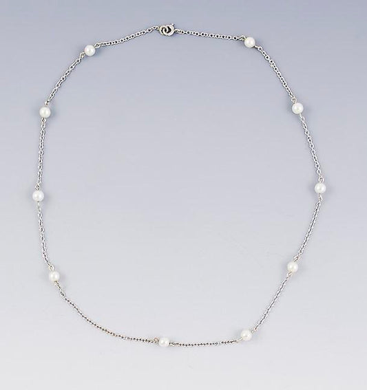 Elegant 14k White Gold & Pearl Necklace
