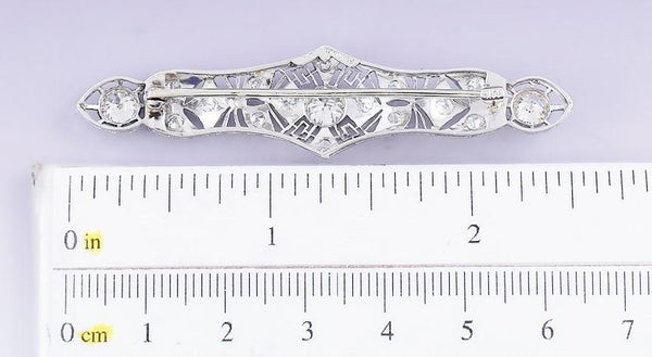 Attractive VTG Platinum & ~2.25ct Diamond Filigree Pin / Brooch