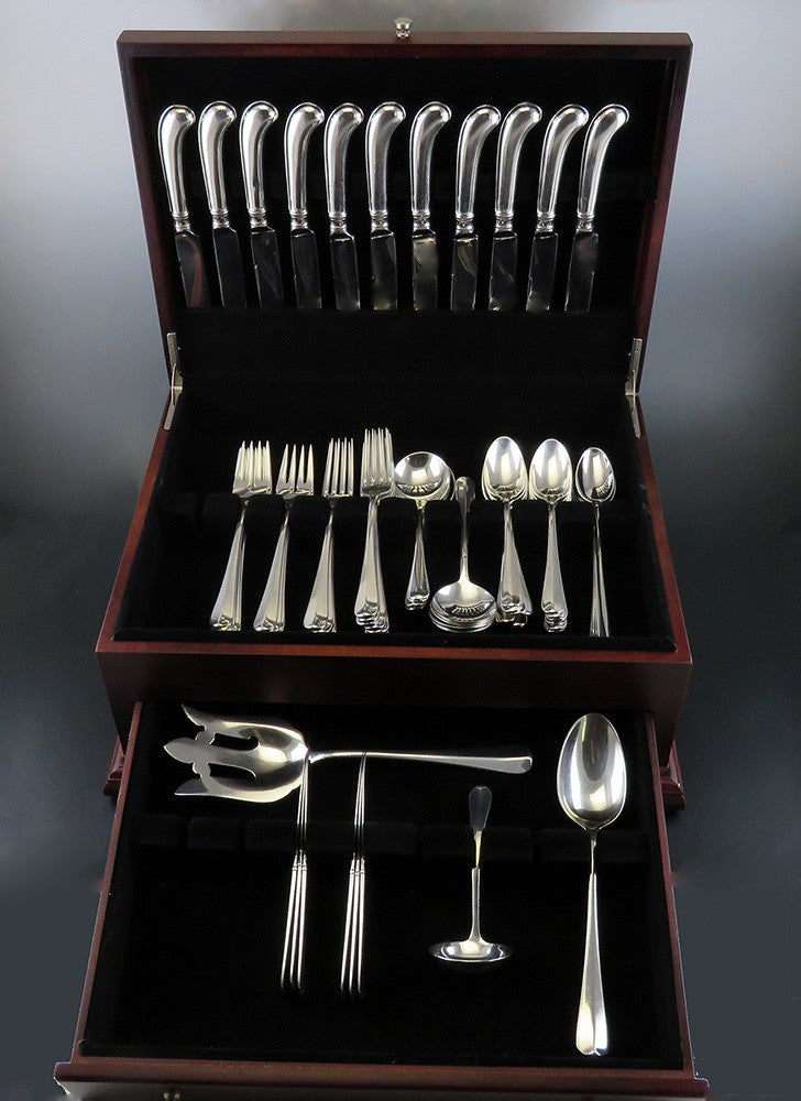65pc Dominick Haff Sterling Silver Rattail Antique Flatware Set Queen Anne Style