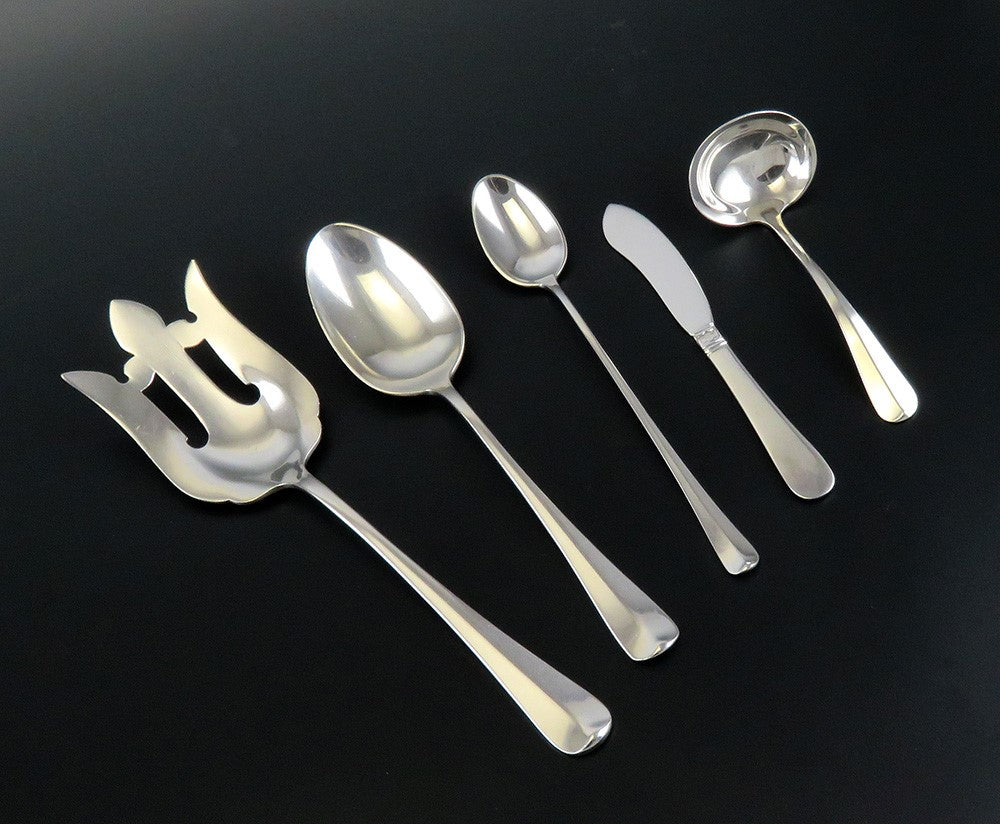 65pc Dominick Haff Sterling Silver Rattail Antique Flatware Set Queen Anne Style