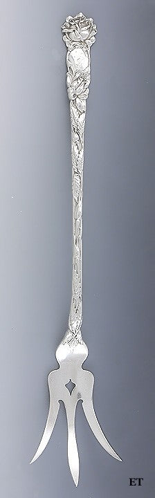 Antique Alvin Bridal Rose 1903 Sterling Silver Lettuce Serving Fork 9 1/8"