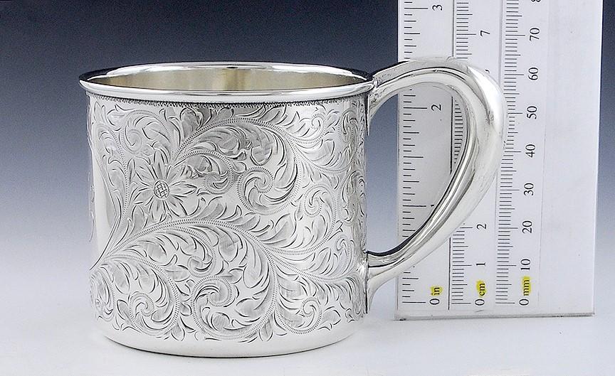 Antique c1910 Sterling Silver Albert Gannon Philadelphia Flower Youth Cup Mug