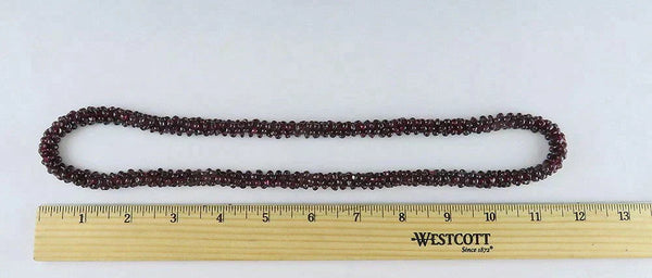 Vintage Twist Bead Polished Natural Garnet Gemstone Long Necklace