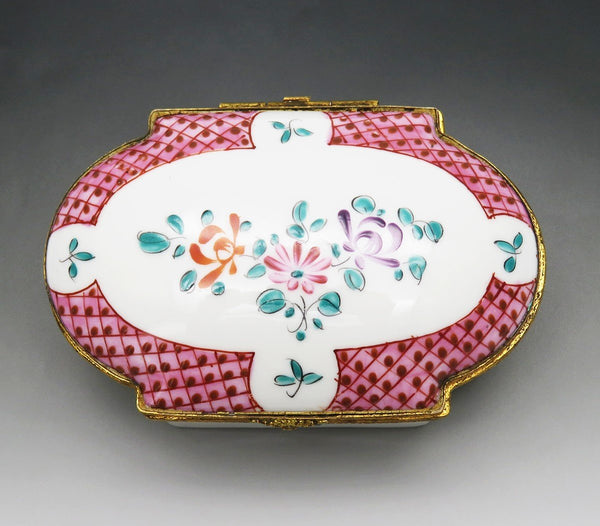 c1920s French Samson Porcelain Floral Hand Painted Trinket Dresser Jewelry Box