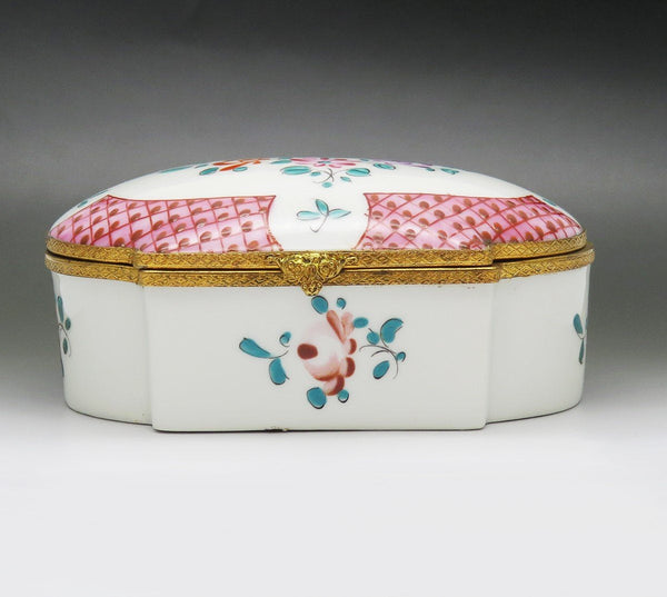 c1920s French Samson Porcelain Floral Hand Painted Trinket Dresser Jewelry Box