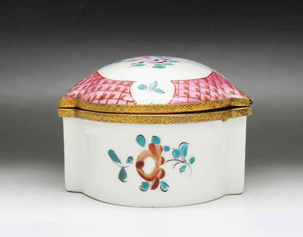 c1920s French Samson Porcelain Floral Hand Painted Trinket Dresser Jewelry Box