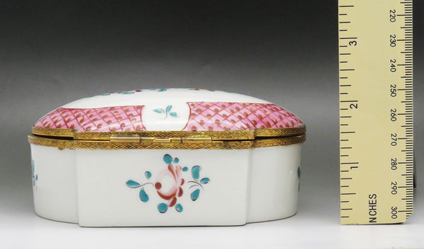 c1920s French Samson Porcelain Floral Hand Painted Trinket Dresser Jewelry Box