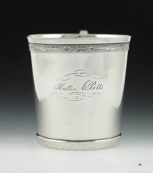 Antique 19th Century American Coin Silver Tea Cup/Mug 3"