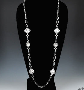 Good-Looking Sterling Silver Necklace of Chain, Hematite and Accents, 36 inches