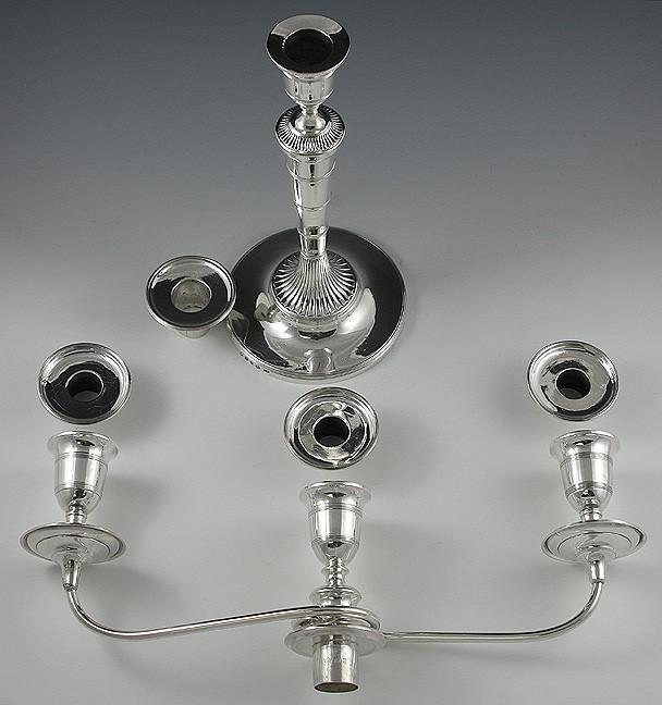 Pair Antique 1790 English Sterling Silver 3 Candle Candelabra Candlesticks