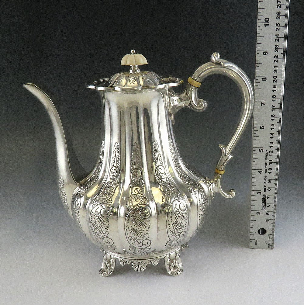 Vintage English 1956 Viner's Ltd Hand Chased Tea or Coffee Pot 9 1/2"