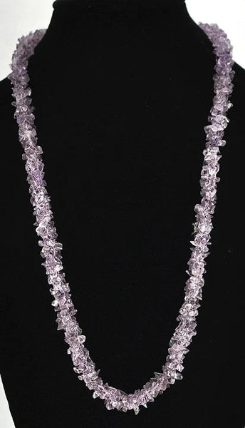 2 Genuine Amethyst and Rose Quartz Beaded Necklaces Neat Beading Style