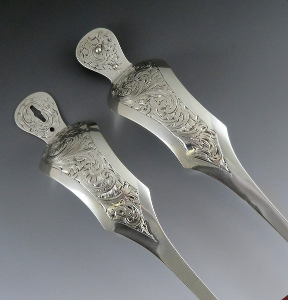 Great Rare and Huge Dutch 1854 Silver Pastry or Salad or Food Tongs
