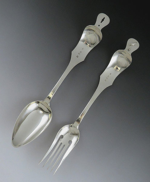 Great Rare and Huge Dutch 1854 Silver Pastry or Salad or Food Tongs