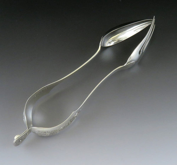 Great Rare and Huge Dutch 1854 Silver Pastry or Salad or Food Tongs