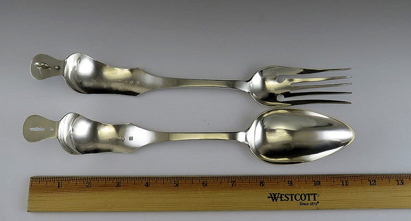 Great Rare and Huge Dutch 1854 Silver Pastry or Salad or Food Tongs