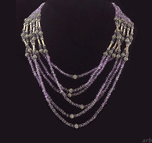 Luscious 800+ Purity Silver Multi-Strand Necklace w/ Amethyst from Indonesia?