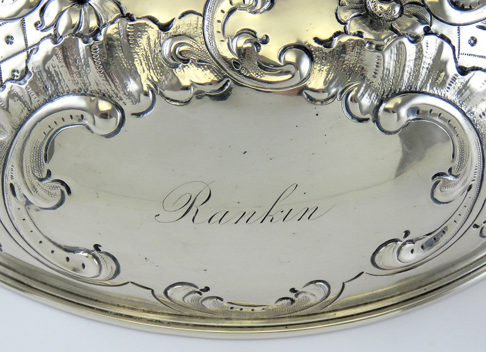 Fantastic Antique American Coin Silver Hand Chased Dome Lid to a Butter Dish