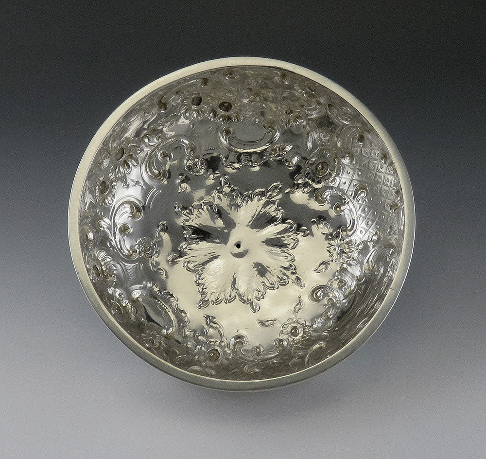 Fantastic Antique American Coin Silver Hand Chased Dome Lid to a Butter Dish