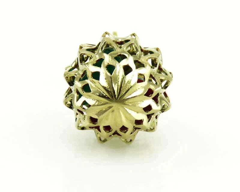 Italian 14K Yellow Gold & Natural Stone Baby Rattle Charm or Pendant