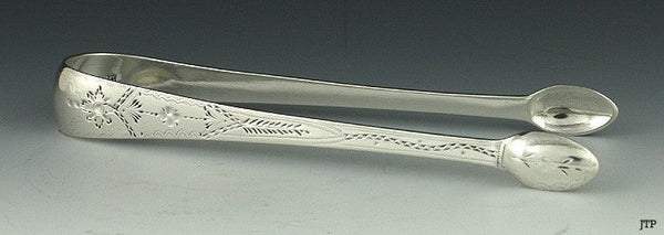 1792 Antique Crossley English Georgian Sterling Silver Tongs