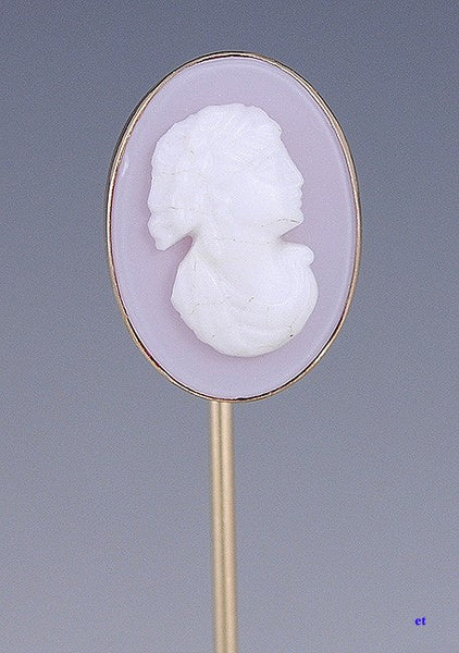 Vintage 10k Gold & Pink Cameo Stickpin