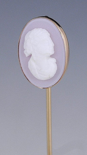 Vintage 10k Gold & Pink Cameo Stickpin