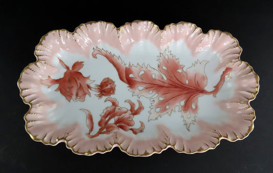 Art Nouveau Limoges Depose Porcelain Platter Scallop Gilded Edge Foliate Design