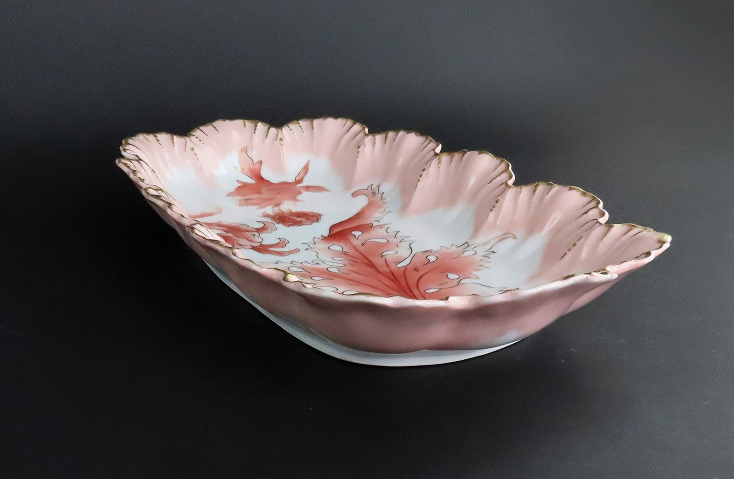 Art Nouveau Limoges Depose Porcelain Platter Scallop Gilded Edge Foliate Design