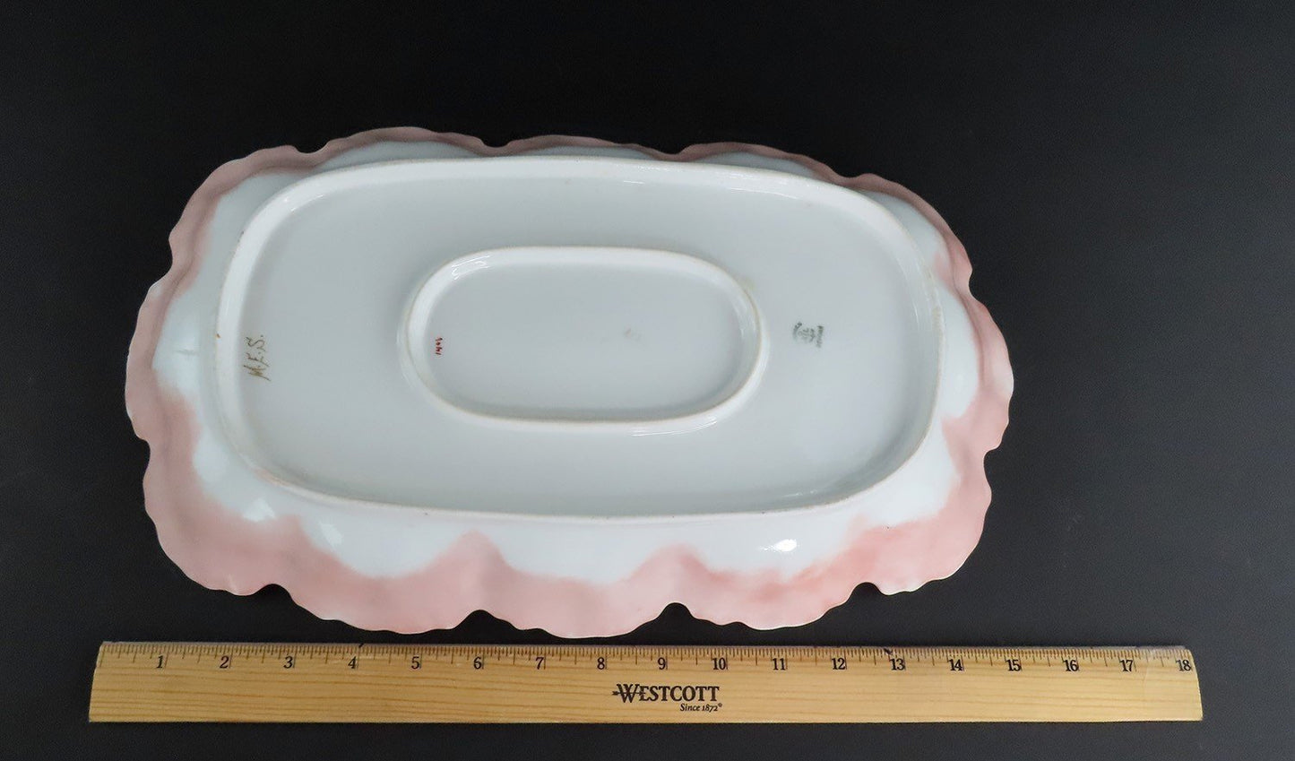 Art Nouveau Limoges Depose Porcelain Platter Scallop Gilded Edge Foliate Design