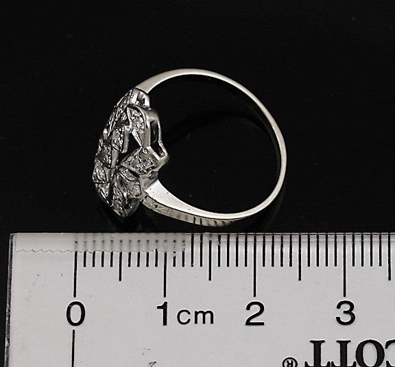 Nice VTG 14K White Gold & Diamond Openwork Filigree Ring Size 7.25