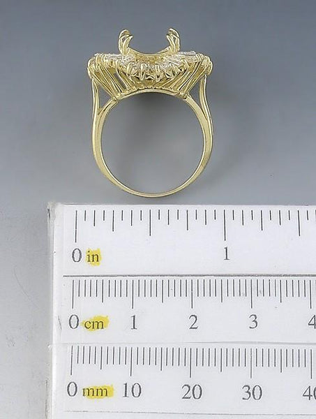 Striking 18K Yellow Gold & Baguette Diamond Large Ring Setting