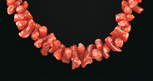 Beautiful Chunky Red Coral Natural Shaped Bead Necklace w/ Silver Clasp