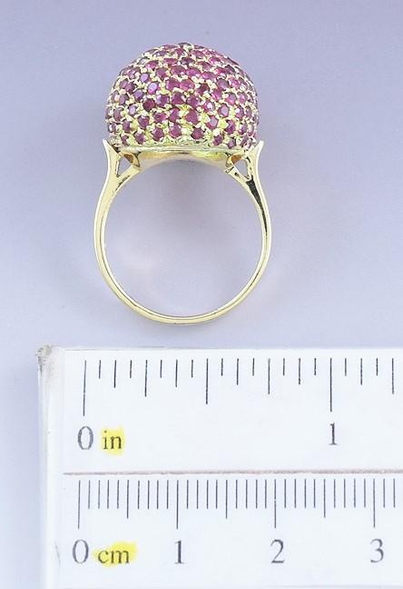 Vibrant 18K Yellow Gold & Ruby Dome Form Ring Size 5.5