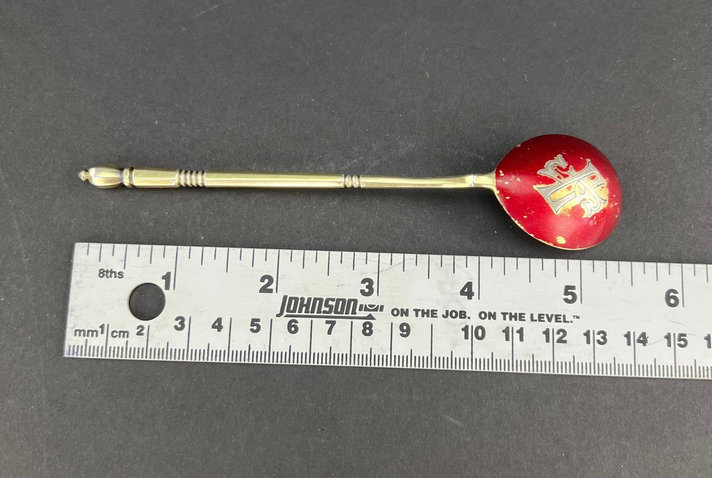 Fine Set 12 1898 Antique Russian Gilt Silver Red Caviar Dessert Coffee Spoons