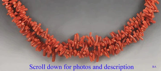 Pretty 1950s Branch Oxblood Coral Double Strand Necklace 14k Filigree Clasp