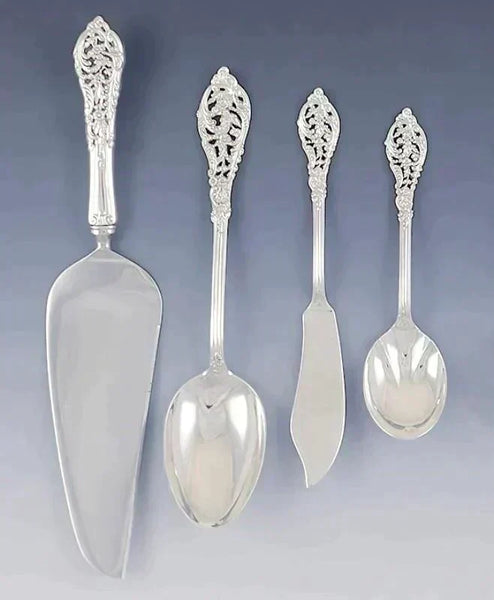 78pc Reed Barton Sterling True Dinner Flatware Set Florentine Lace/Trianon